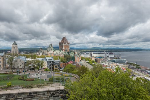 City view of old Quebec and its surrounding urban