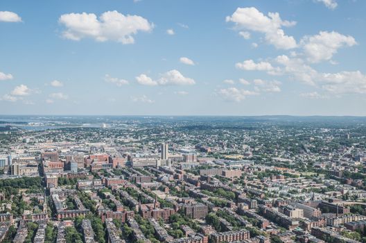 Cityscape view of downtown Boston and its surrounding urban