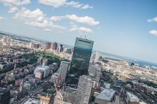 Cityscape view of downtown Boston and its surrounding urban