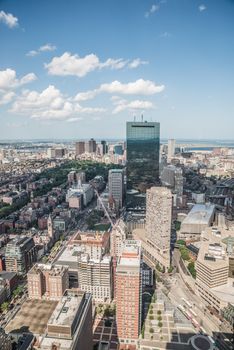 Cityscape view of downtown Boston and its surrounding urban