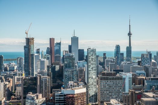 Scenic cityscape of downtown Toronto Ontario Canada during a sunny day