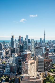 Scenic cityscape of downtown Toronto Ontario Canada during a sunny day