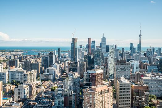 Scenic cityscape of downtown Toronto Ontario Canada during a sunny day