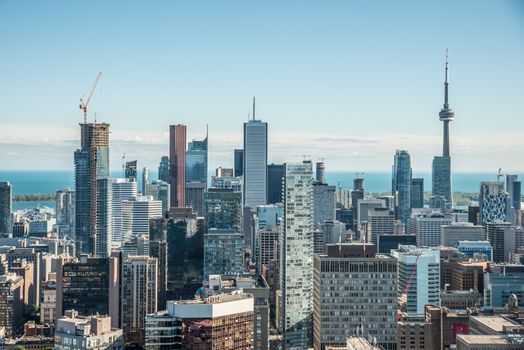 Scenic cityscape of downtown Toronto Ontario Canada during a sunny day