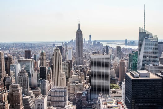 Cityscape view of lower New York City during sunny day