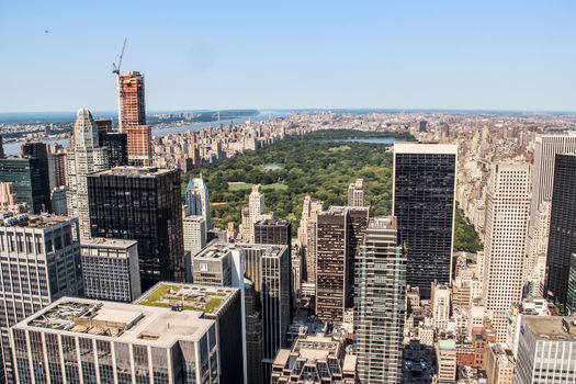 Cityscape view of upper New York City and Central Park