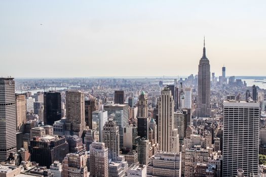 Cityscape view of lower New York City during sunny day