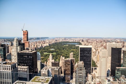 Cityscape view of upper New York City and Central Park