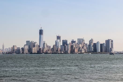 Cityscape view of lower New York City during sunny day