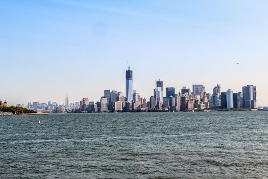 Cityscape view of lower New York City during sunny day