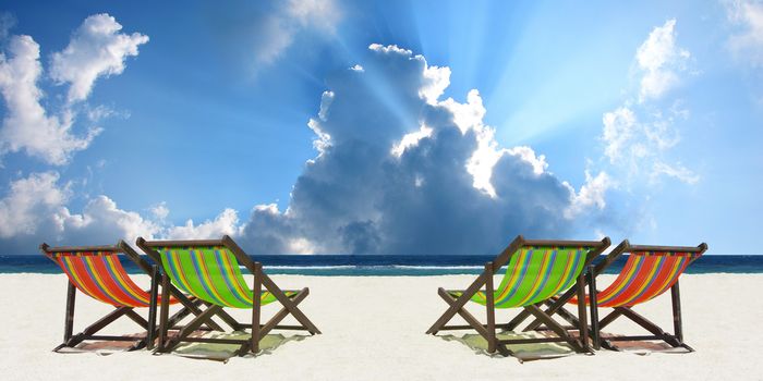 Beach chairs with nice sea and sky background