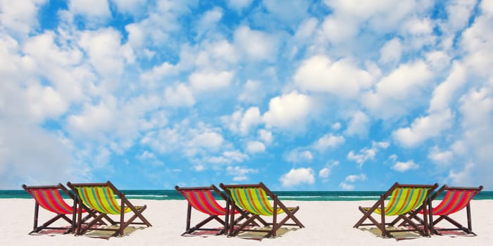 Beach chairs with nice sea and sky background