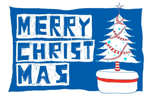 Christmas tree with merry christmas word