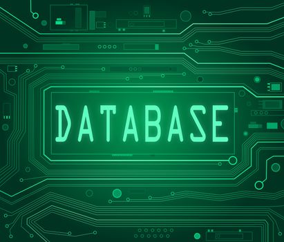 Abstract style illustration depicting printed circuit board components with a database concept.