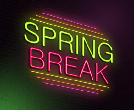 Illustration depicting an illuminated neon sign with a spring break concept.
