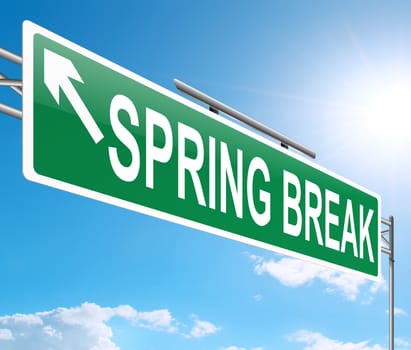 Illustration depicting a sign with a spring break concept.