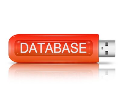 Illustration depicting a usb flash drive with a database concept.