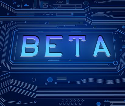 Abstract style illustration depicting printed circuit board components with a beta concept.