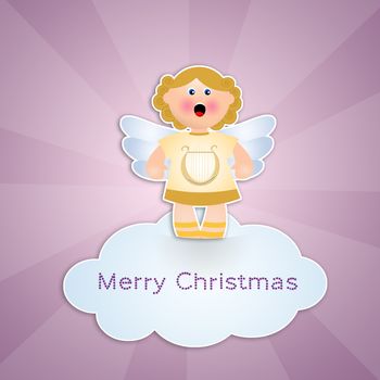 illustration of an angel on cloud for Christmas