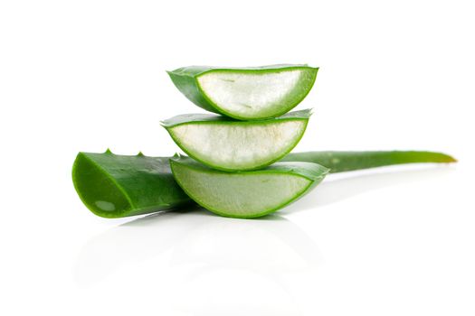 aloe vera fresh leaf. isolated over white