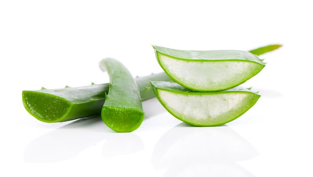 aloe vera fresh leaf. isolated over white