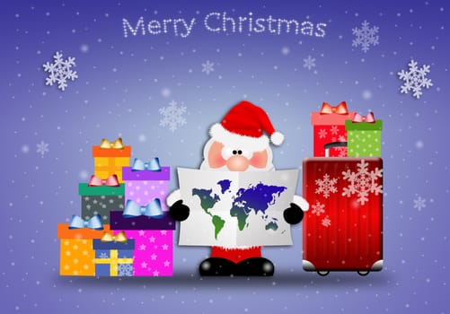 Santa Claus with gifts for Christmas