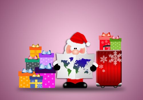 Santa Claus with gifts for Christmas