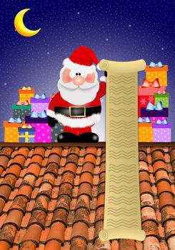 Santa on roof with gifts