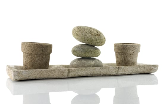 tower stack of stones in perfect balance isolated on white