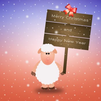 sheep with wishes for a Merry Christmas