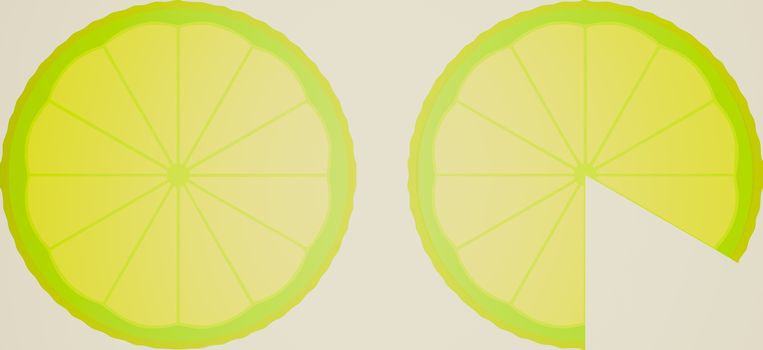 Retro looking Vector illustration of lemon citrus fruit slice