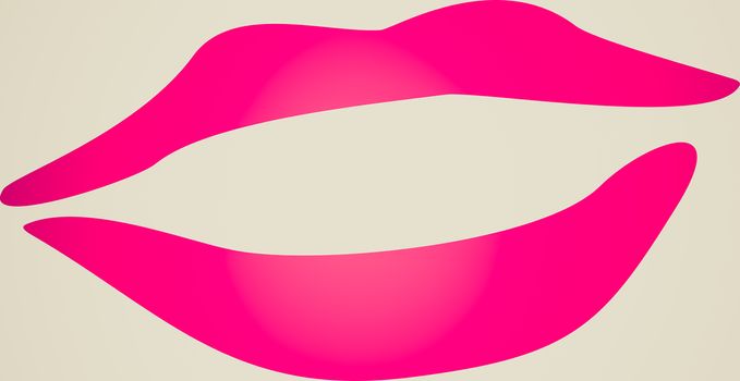 Retro looking Simple illustration of pink lipstick over white