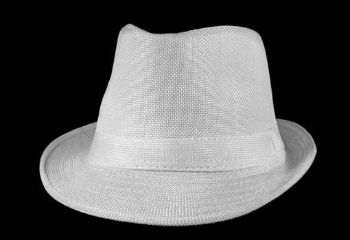 White man,s  hat on black background               