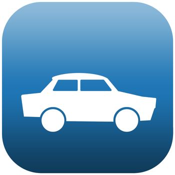 Blue icon illustration of a white car