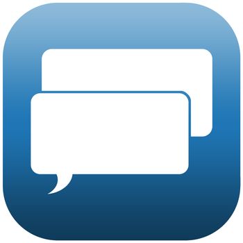Blue icon illustration with two white chat bubbles