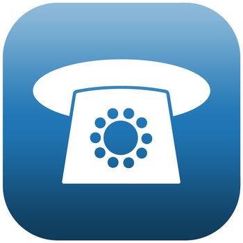 Blue and white icon illustration of a phone