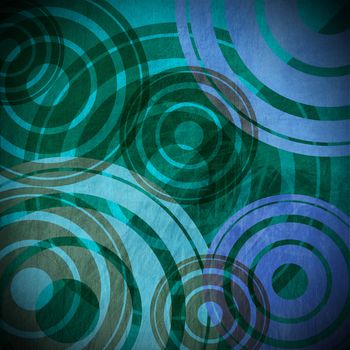 Grunge background with cold colors and geometric shapes of circles