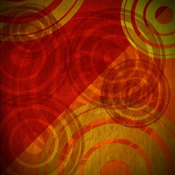 Grunge background with warm colors and geometric shapes of circles