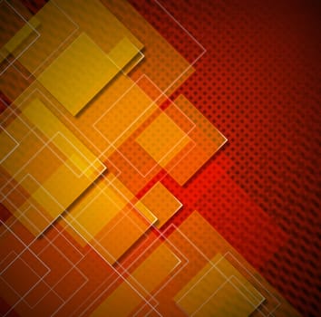 Red, yellow and orange abstract background with squares shapes