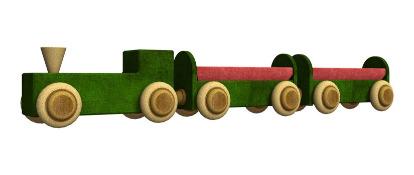 3D digital render of a toy train isolated on white background
