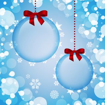 Transparent Christmas decorations. Balls on a blue background