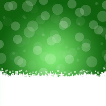 Christmas frame. White snowflakes on a green background