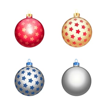 Multicolour christmas balls isolated on white background