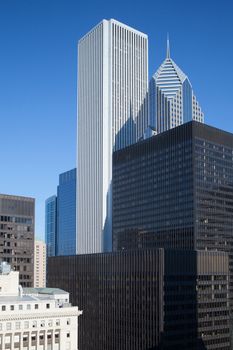 View from the hotel window at the skyscrapers in Chicago