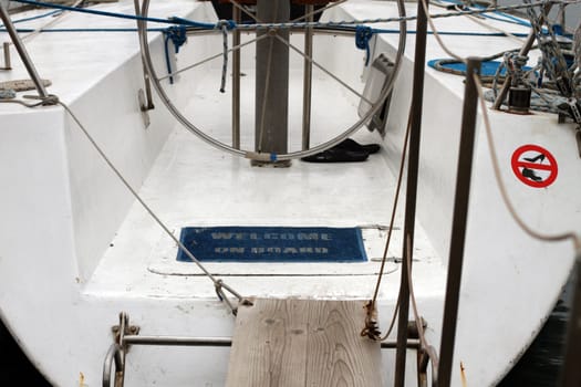 Boat in Sozopol marina Bulgaria close up