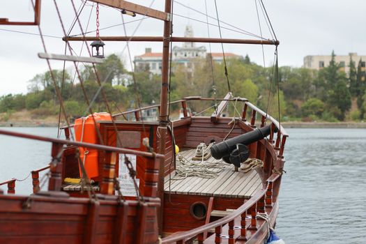Small yacht in the marina in Sozopol, Bulgaria
