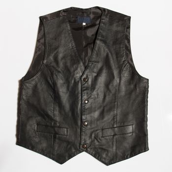 man's leather waistcoat on a white background