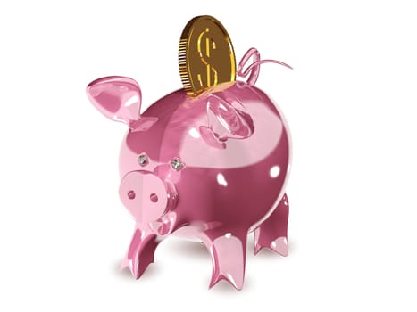 3d illustration of a pink piggy bank