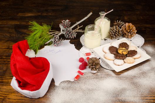 Santa wish list in a  Christmas still life