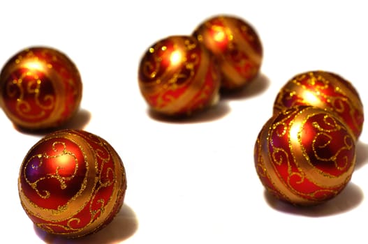 Christmas red and gold shiny balls